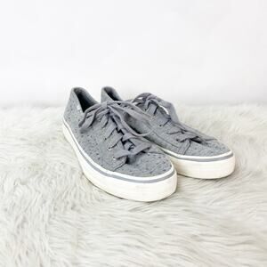 Keds 7.5 Womens Jersey Gray Textile Double Up Shoe Gitter Dot Sneakers